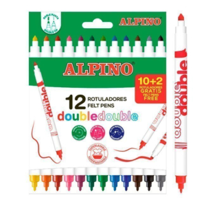ROTULADORES ALPINO DOUBLE PUNTA TINTA LAVABLE 10 + 2 UNID. BLÍSTER COLORES SURTIDOS REF. AR000013N