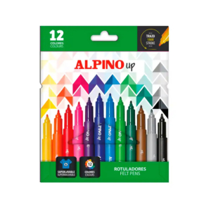 ROTULADORES ALPINO UP TINTA SUPERLAVABLE 12 UNID. COLORES SURTIDOS REF. AR001207