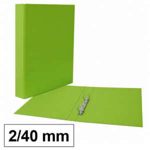 CARPETA PLUS OFFICE FOLIO CARTÓN FORRADO PP 2 ANILLAS 40 MM LOMO 50 MM VERDE CLARO                  
