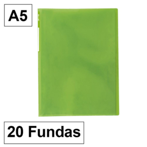 CARPETA PLUS OFFICE 5020 A5 PP 20 FUNDAS VERDE                                                      