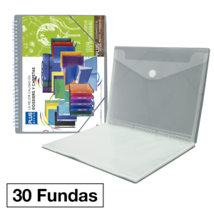 CARPETA PLUS OFFICE ESPIRAL A4 30 FUNDAS GRIS MANHATTAN                                             