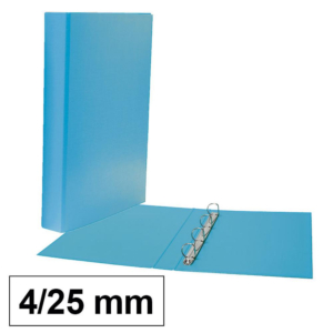 CARPETA PLUS OFFICE FOLIO CARTÓN FORRADO PP 4 ANILLAS 25 MM LOMO 35 MM AZUL CLARO                   