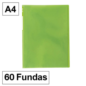 CARPETA PLUS OFFICE 6060 A4 PP 60 FUNDAS VERDE                                                      