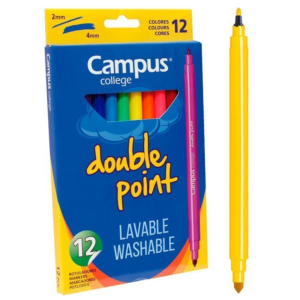 ROTULADOR CAMPUS COLLEGE DOUBLE POINT TINTA LAVABLE 12 UNID. COLORES SURTIDOS REF. 080923