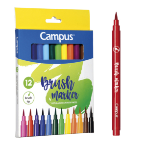 ROTULADOR CAMPUS PUNTA PINCEL LAVABLE 12 UNID. COLORES SURTIDOS REF. 630843