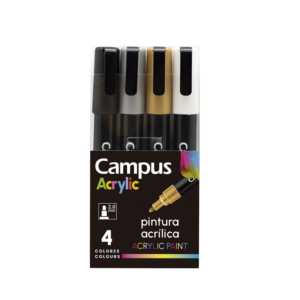 ROTULADORES PUNTA DE FIBRA CAMPUS ACRYLIC BLÍSTER 4 UNID. COLORES METÁLICOS REF. 81269