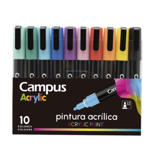 ROTULADORES PUNTA DE FIBRA CAMPUS ACRYLIC BLÍSTER 10 UNID. COLORES BÁSICOS REF. 81270