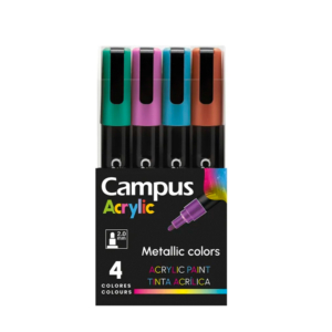 ROTULADORES PUNTA DE FIBRA CAMPUS ACRYLIC BLÍSTER 4 UNID. COLORES METÁLICOS REF. 81766