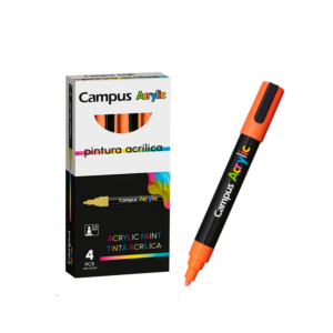 ROTULADORES PUNTA DE FIBRA CAMPUS ACRYLIC 4 UNID. NARANJA REF. 81446