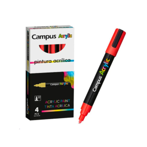 ROTULADORES PUNTA DE FIBRA CAMPUS ACRYLIC 4 UNID. ROJO REF. 81447