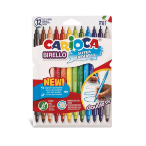 ROTULADORES CARIOCA BIRELLO DOBLE PUNTA TINTA LAVABLE 12 UNID. COLORES SURTIDOS