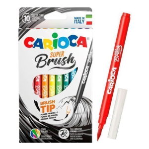 ROTULADOR CARIOCA SUPER BRUSH TINTA LAVABLE 10 UNID. COLORES SURTIDOS