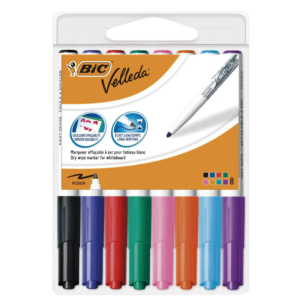 ROTULADOR PIZARRA BIC VELLEDA PUNTA CÓNICA 8 UND. COLORES SURTIDOS