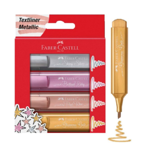 ROTULADOR FLUORESCENTE FABER CASTELL METALIZADO BLÍSTER DE 4 UNID.