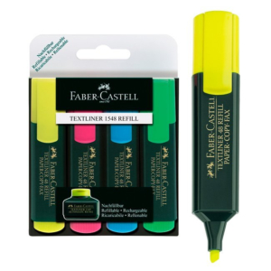 ROTULADOR FLUORESCENTE FABER CASTELL 48 4 UNID. 4 COLORES SURTIDOS REF. 154804