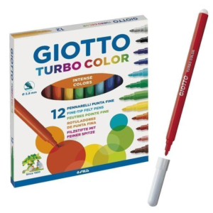 ROTULADOR GIOTTO TURBO COLOR TINTA LAVABLE 12 UNID. COLORES SURTIDOS