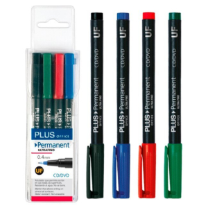 ROTULADOR PERMANENTE PLUS OFFICE ULTRAFINO 4 UNID. COLORES SURTIDOS REF. 4OHP-2500UF