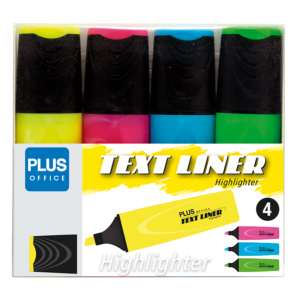 ROTULADOR FLUORESCENTE PLUS 3.2 TEXTLINER BLISTER 4 UNID. COLORES SURTIDOS
