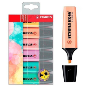 ROTULADOR FLUORESCENTE STABILO BOSS PASTEL BLÍSTER DE 6 UNID. REF. 70/6-2 B/6