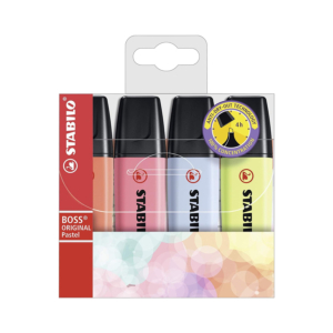 ROTULADOR FLUORESCENTE STABILO BOSS PASTEL BLÍSTER DE 4 UNID. REF. 70/4-3 B/4