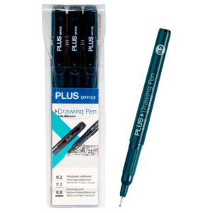 ROTULADOR CALIBRADO PLUS OFFICE DRAWING PEN 3 UNID. NEGRO REF. 600392