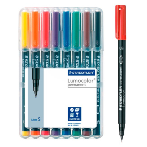 ROTULADOR PERMANENTE STAEDTLER LUMOCOLOR S 8 UNID. COLORES SURTIDOS REF. 313-WP-8