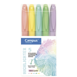 ROTULADOR FLUORESCENTE CAMPUS HIGHLIGHTER PASTEL BLÍSTER 5 UNID.