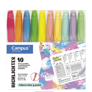 ROTULADOR FLUORESCENTE CAMPUS HIGHLIGHTER PASTEL BLÍSTER 10 UNID.