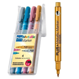 ROTULADOR PERMANENTE PLUS OFFICE METALLIC MARKER 4 COLORES SURTIDOS