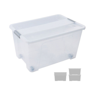 CAJA ALMACENAJE ARCHIVO 2000 CON RUEDAS 52 LITROS TRANSPARENTE                                      