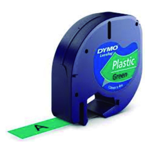 CINTA DYMO LETRATAG PLÁSTICO NEGRO / VERDE 12 MM X 4 M                                              