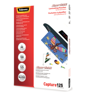 FUNDAS PLASTIFICAR FELLOWES A4 125 MICRAS 100 UD.                                                   