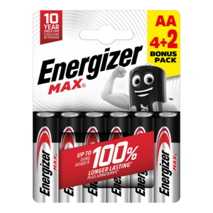 PILAS ENERGIZER ALCALINAS MAX AA 6 UD.                                                              
