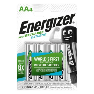 PILAS RECARGABLES ENERGIZER ALCALINAS AA 4 UD.                                                      