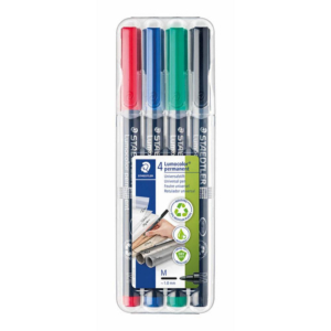 ROTULADOR PERMANENTE STAEDTLER LUMOCOLOR MEDIO 1 MM COLORES SURTIDOS BLÍSTER 4 UD.                  