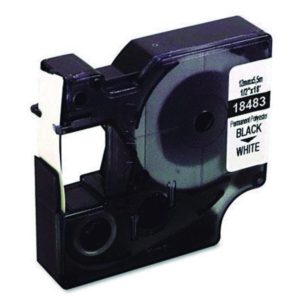 CINTA DYMO RHINO POLIÉSTER NEGRO / BLANCO 12 MM X 5,5 M                                             