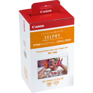 CANON KIT DE CASETE CON CINTA DE IMPRESION Y PAPEL RP-108 PARA ELPHY CP1000, CP1200, CP910