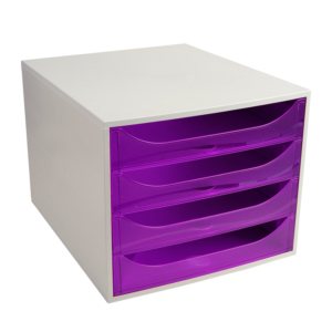 MÓDULO DE 4 CAJONES TRANSLUCIDO VIOLETA/GRIS REF. 228619D
