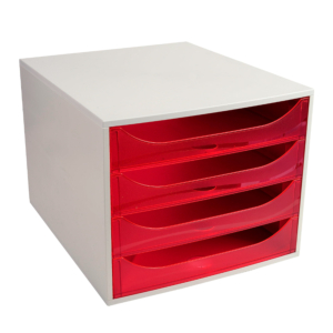 MÓDULO DE 4 CAJONES TRANSLUCIDO ROJO/GRIS REF. 228654D