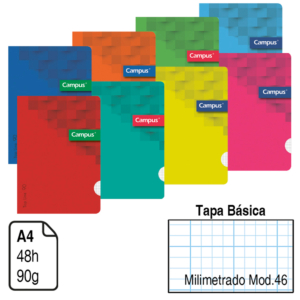 LIBRETA GRAPADA CAMPUS A4 TAPA BÁSICA 48 H. 90 G. MILIMETRADO MOD. 46 REF. 002153