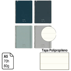 BLOC ESPIRAL CAMPUS URBAN LINE A5 TAPA POLIPROPILENO 70 H. 80 G. HORIZONTAL REF. 3705