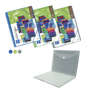 CARPETA ESPIRAL CON DOSSIER Y GOMAS 20 FUNDAS PLUS OFFICE A4 COLORES SURTIDOS TRASLÚCIDOS