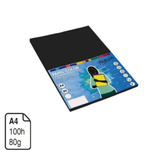 PAPEL COLOR FABRISA NEGRO A4 80 G. 100 H.