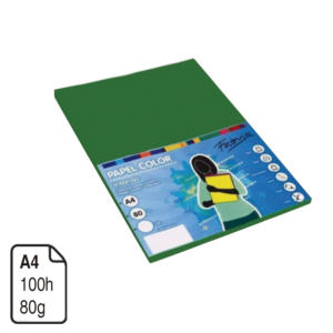 PAPEL COLOR FABRISA VERDE OSCURO A4 80 G. 100 H.