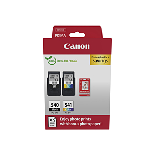 CANON PACK 2 PG540/CL541 PHOTO VALUE PACK +50H. PHOTO PAPER GP-501 ECOPACK CARTON