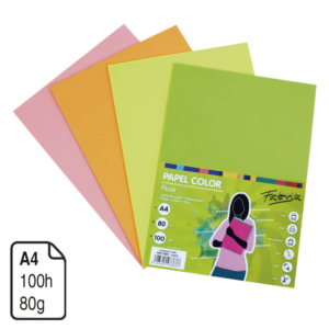 PAPEL COLOR FLUOR FABRISA COLORES SURTIDOS A4 80 G. 100 H.