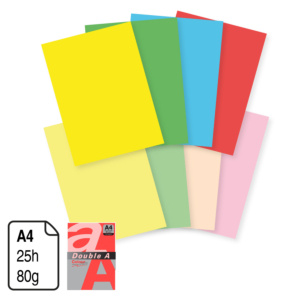 PAPEL DOUBLE A ROJO A4 80 G. 25H.