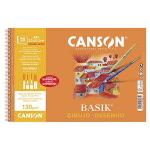 BLOC DE DIBUJO CANSON BASIK A4+ ESPIRAL 20 HOJAS 130G CON RECUADRO 2 TALADROS                       