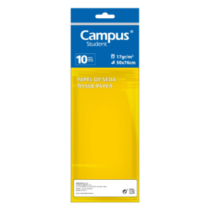PAPEL SEDA CAMPUS COLLEGE 50 X 76 CM AMARILLO 10 HOJAS                                              