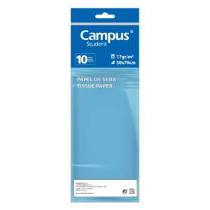 PAPEL SEDA CAMPUS COLLEGE 50 X 76 CM AZUL CELESTE 10 HOJAS                                          